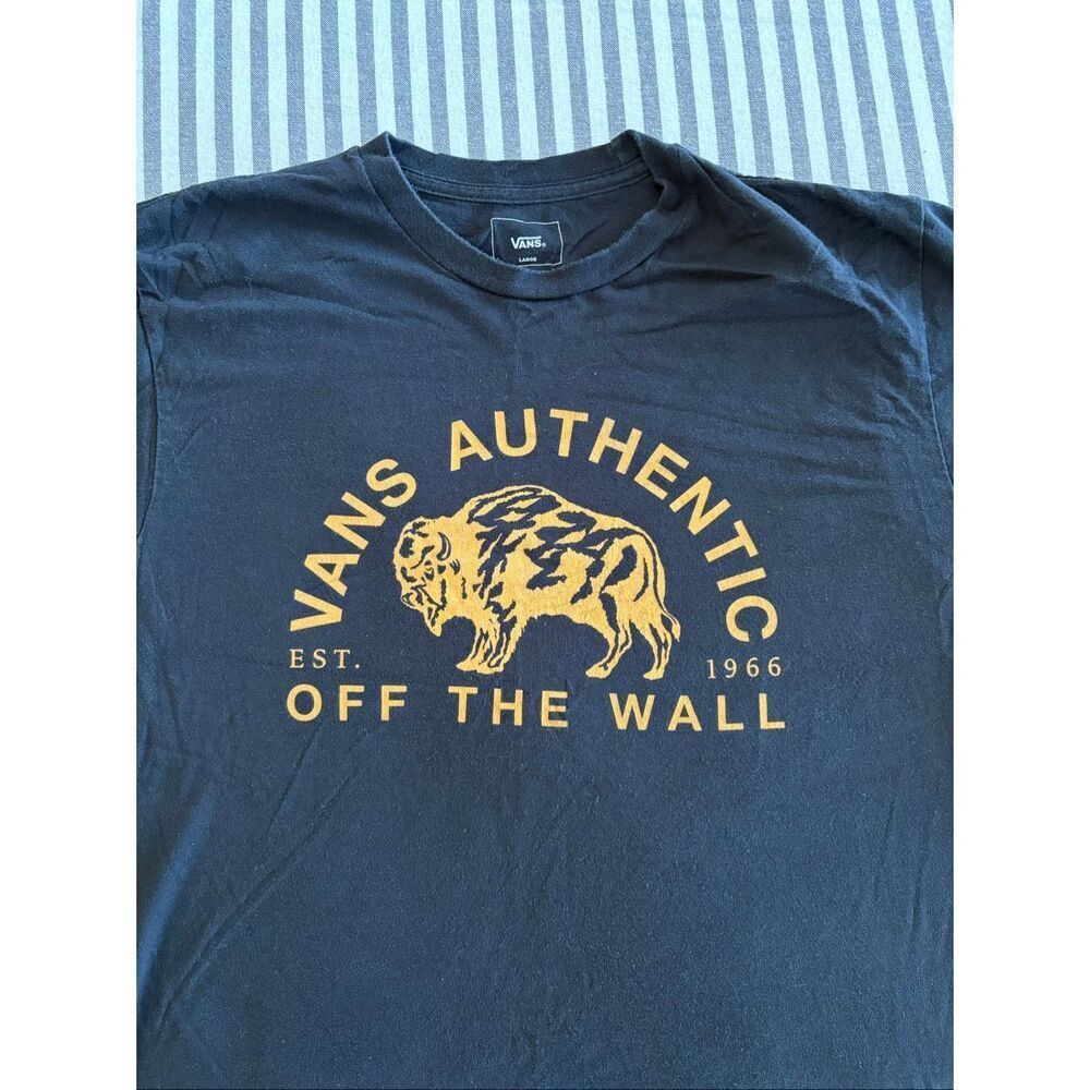Vans Authentic Custom Fit Screen Printed Black Tee Men’s Size Large